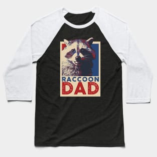 Raccoon Dad Pop Art Style Baseball T-Shirt